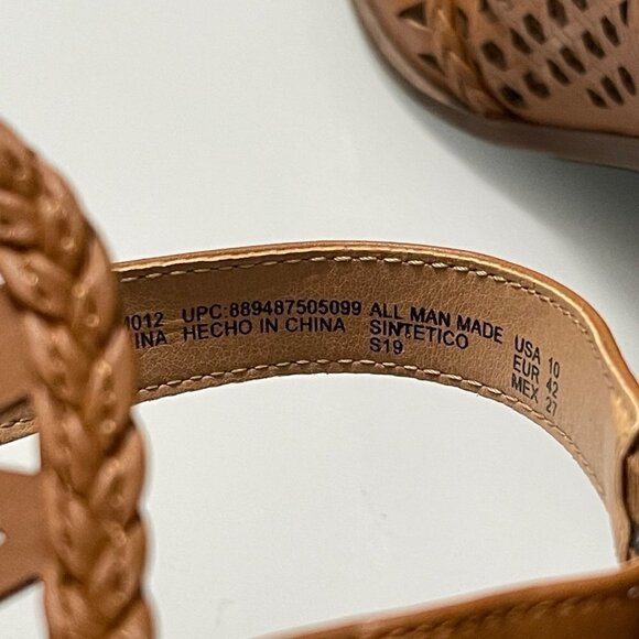 Big Buddha Womens Brown Perforated Vegan Leather Peep Toe Slingback Sandals 10 - Picture 3 of 7